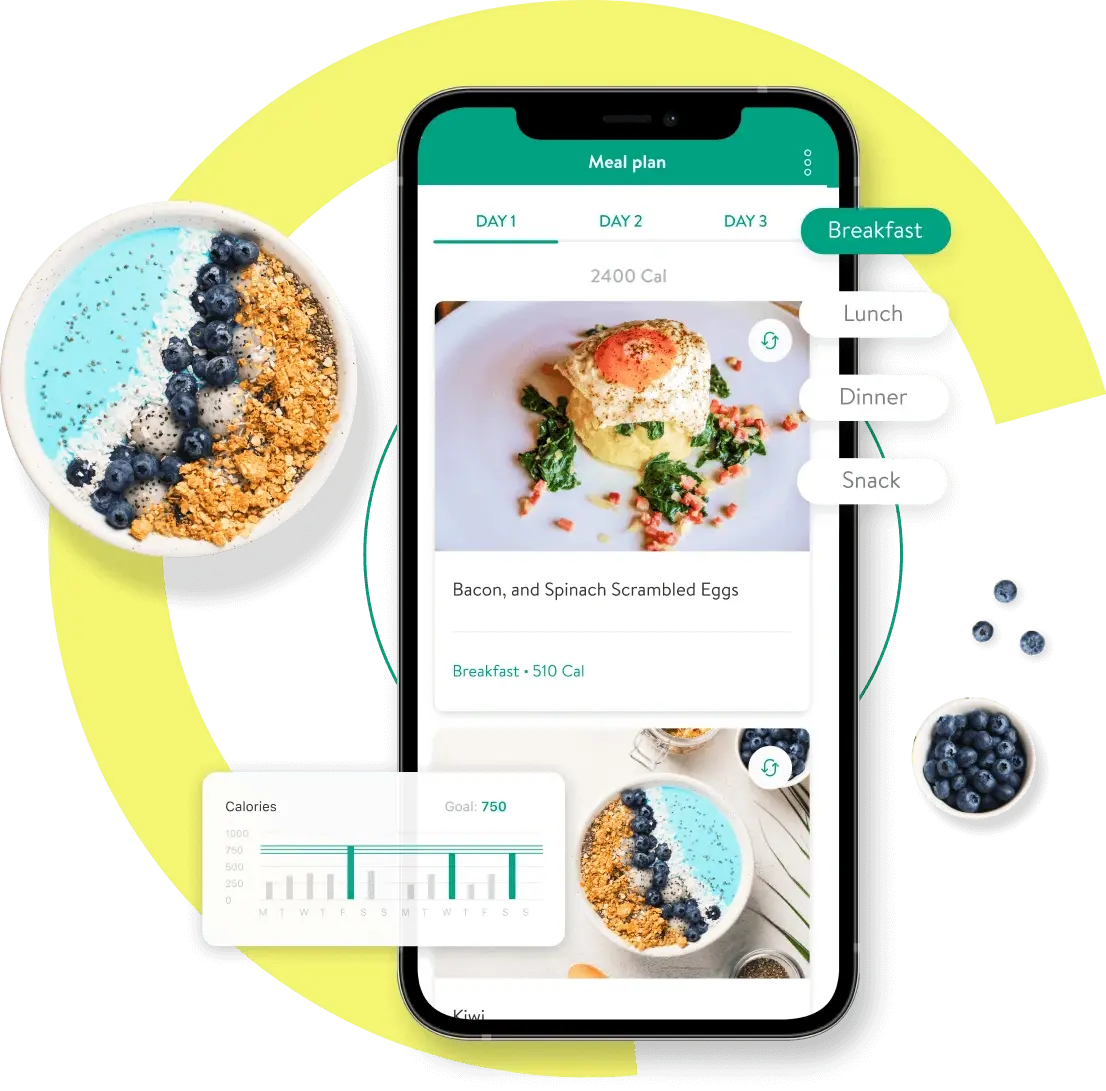 Showcases the Hornsby Health and Fitness app's nutrition tracking interface.